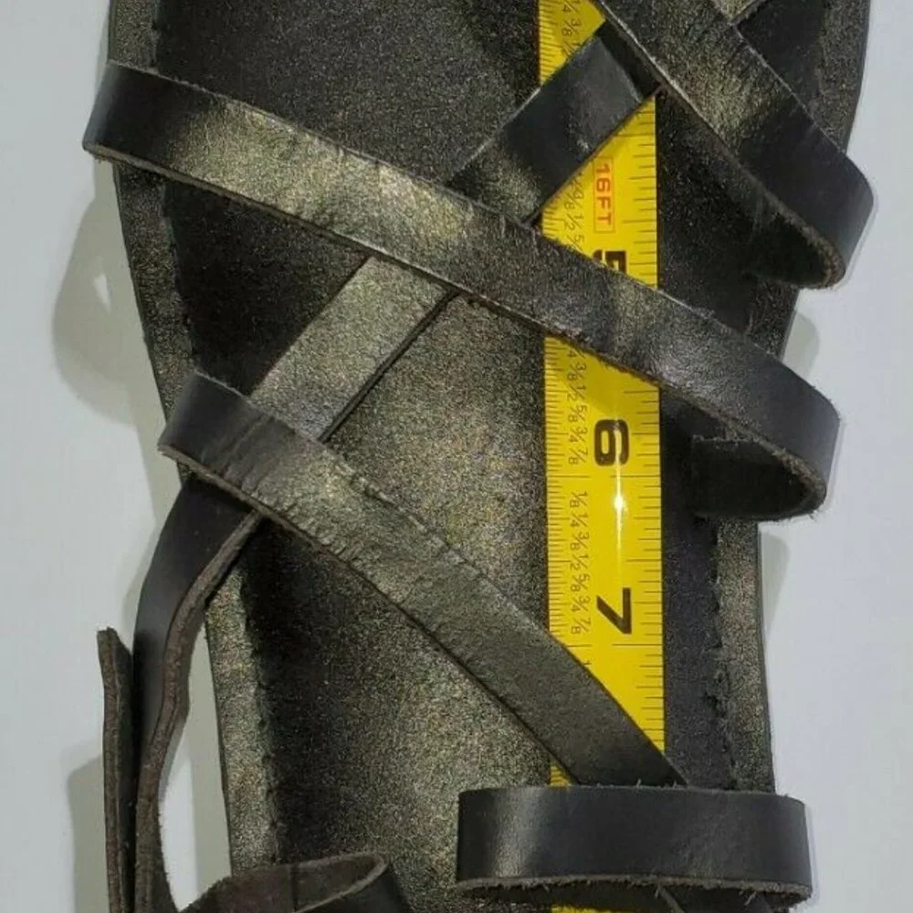 NEW JESUS - 01 SANDALS W HEEL UNISEX HANDMADE LEATHER BLACK NEW W/O BOX Black - Picture 10 of 10